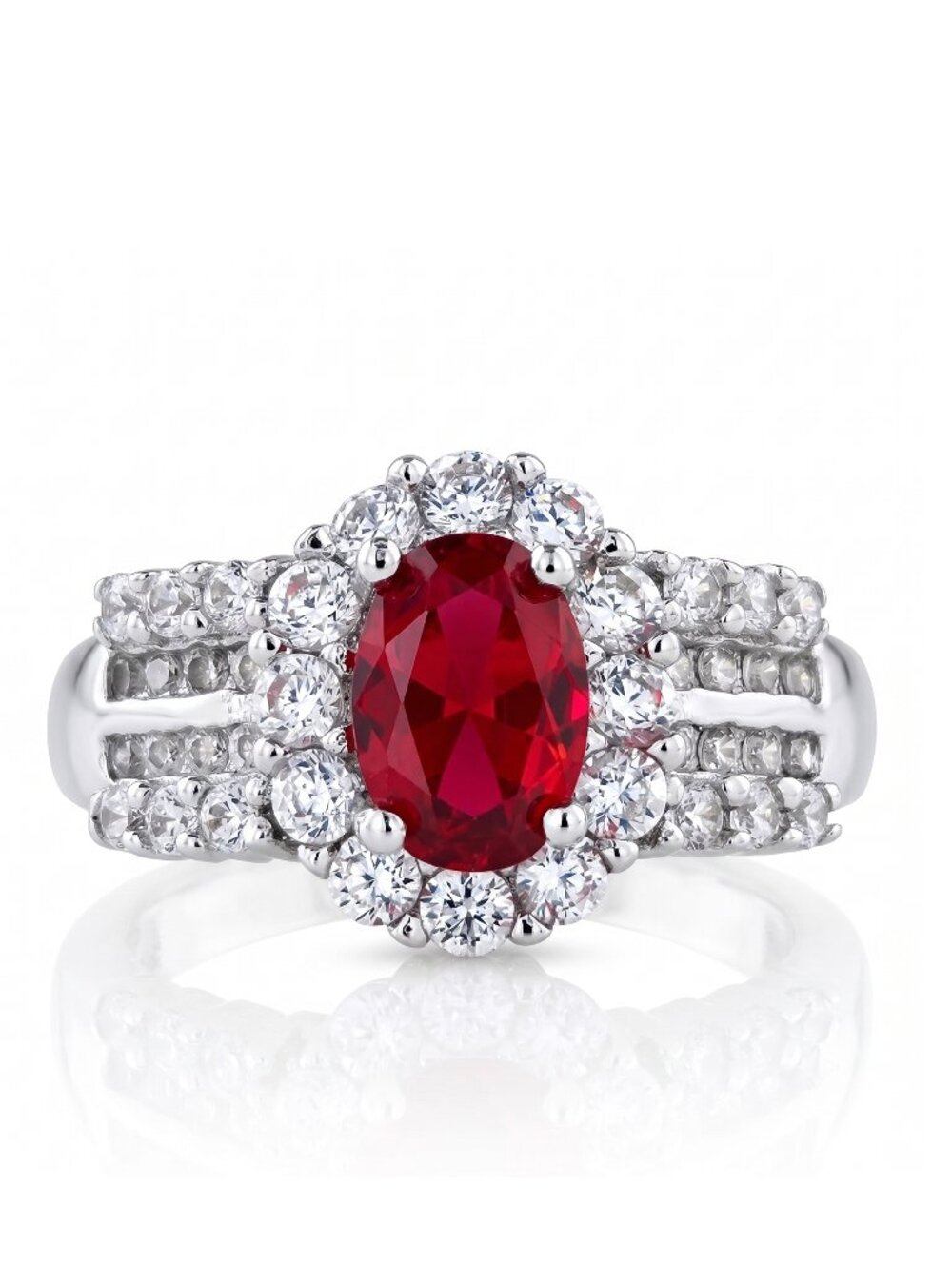 Oval Red Ruby Gemstone Ring, 925 Sterling Silver Charmed Aroma